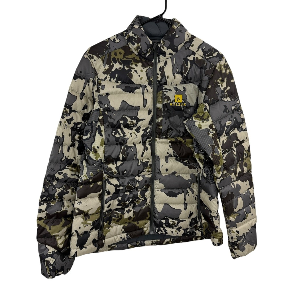 Killik Jacket Mens Large Grey Green Veil Camo Down Insulated Puffer Pockets